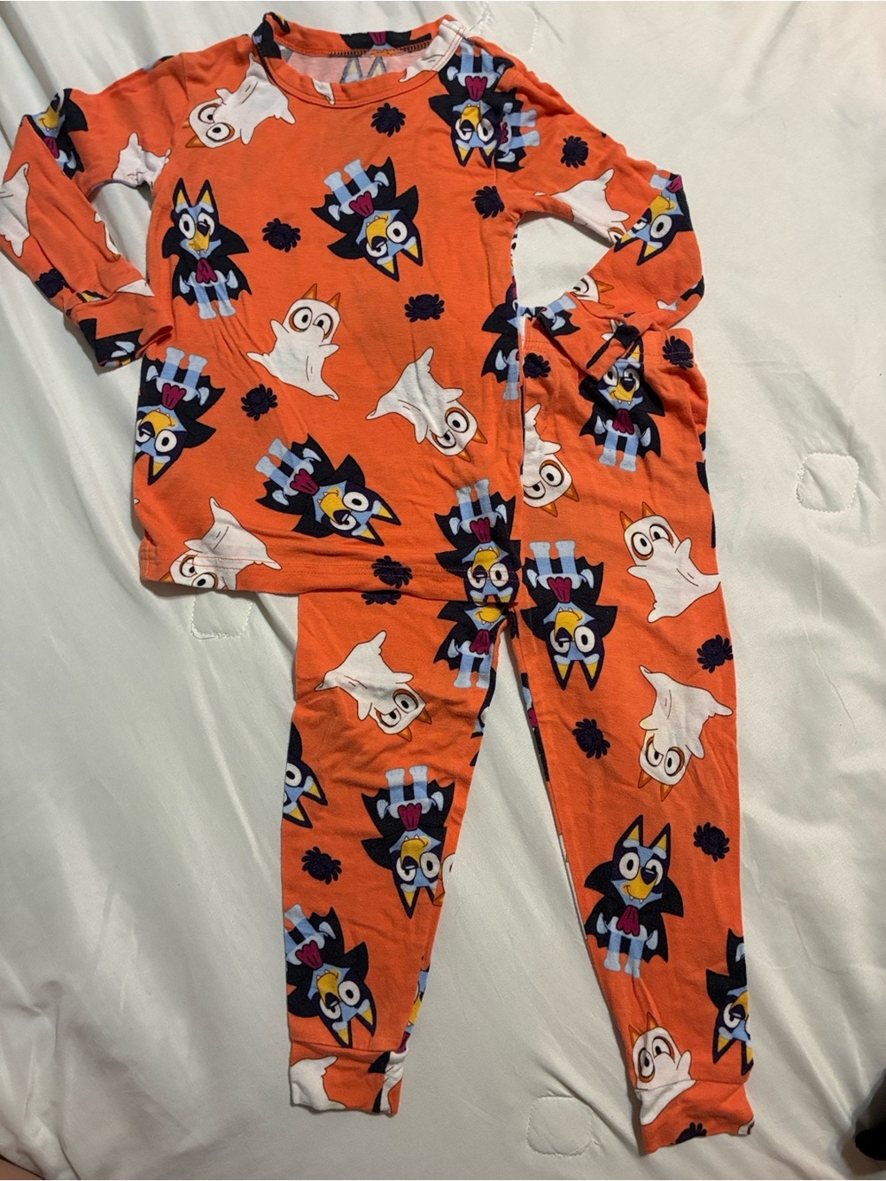Bluey Orange Halloween Ghost & Bat Two-Piece Pajama Set